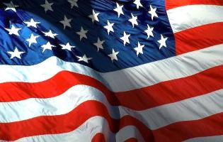 American Flag waving in Wind